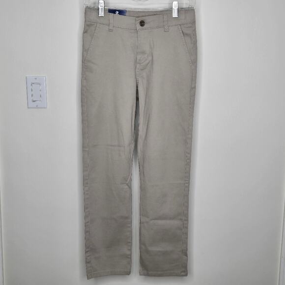IZOD Youth Classic Tan Pants Flat Front with Elastic and Button Adjustable Waist - Picture 1 of 7